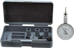 TESA Brown & Sharpe - 0.008 Inch Range, 0 Inch Dial Graduation, Horizontal Dial Test Indicator - 1-1/2 Inch White Dial, 0-4-0 Dial Reading, Accurate to 0.0001 Inch - Apex Tool & Supply
