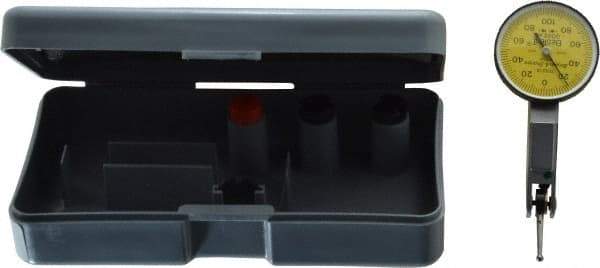 TESA Brown & Sharpe - 0.2 mm Range, 0.002 mm Dial Graduation, Horizontal Dial Test Indicator - 28 mm White Dial, 0-100-0 Dial Reading, 0.002 mm - Apex Tool & Supply