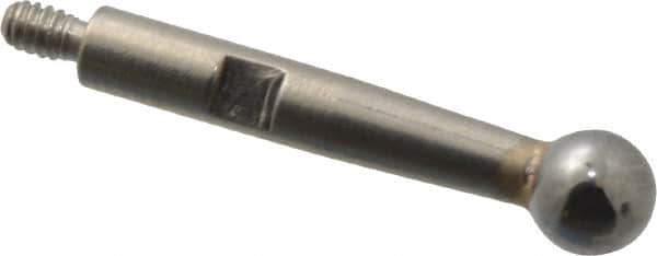 TESA Brown & Sharpe - 3mm Ball Diam, Carbide, Ball Test Indicator Contact Point - 1/2" Contact Point Length, Use with Brown & Sharpe BesTest 599 Series - Apex Tool & Supply