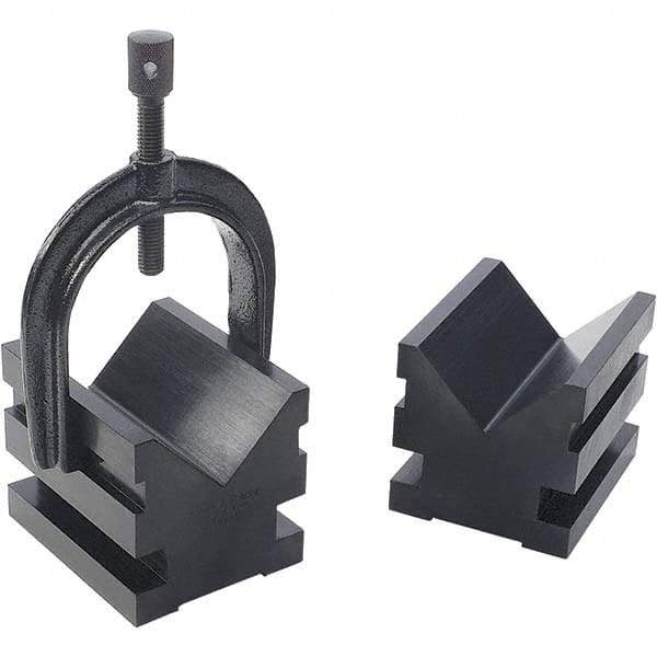 TESA Brown & Sharpe - 12.7 to 2-1/2" Capacity, 90° Angle, Mild Steel V-Block - 3" Long x 2-1/2" Wide x 2-1/2" High, Sold as 2 Block Set - Apex Tool & Supply