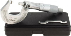Mitutoyo - 0 to 1" Range, 0.0001" Graduation, Mechanical Outside Micrometer - Ratchet Stop Thimble, Accurate to 0.0001" - Apex Tool & Supply