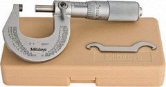 Mitutoyo - 0 to 1" Range, 0.0001" Graduation, Mechanical Outside Micrometer - Friction Thimble, Accurate to 0.0001" - Apex Tool & Supply