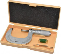 Mitutoyo - 1 to 2" Range, 0.0001" Graduation, Mechanical Outside Micrometer - Friction Thimble, Accurate to 0.0001" - Apex Tool & Supply