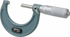 Mitutoyo - 1 to 2" Range, 0.0001" Graduation, Mechanical Outside Micrometer - Friction Thimble, Accurate to 0.0001" - Apex Tool & Supply