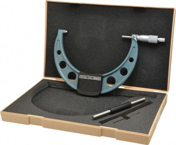 Mitutoyo - 150 to 175mm Range, 0.01mm Graduation, Mechanical Outside Micrometer - Ratchet Stop Thimble, Accurate to 0.0001" - Apex Tool & Supply