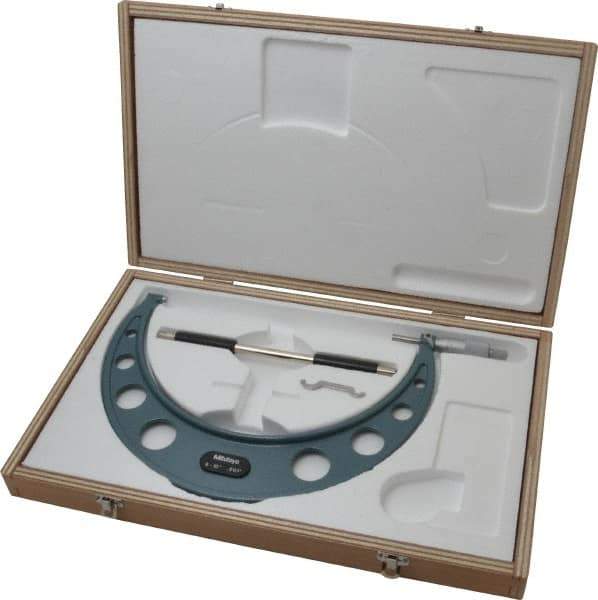 Mitutoyo - 9 to 10" Range, 0.001" Graduation, Mechanical Outside Micrometer - Ratchet Stop Thimble, Accurate to 0.00025" - Apex Tool & Supply