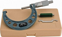 Mitutoyo - 2 to 3" Range, 0.0001" Graduation, Mechanical Outside Micrometer - Ratchet Stop Thimble, Accurate to 0.0001" - Apex Tool & Supply