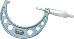 Mitutoyo - 3 to 4" Range, 0.0001" Graduation, Mechanical Outside Micrometer - Ratchet Stop Thimble, Accurate to 0.00015" - Apex Tool & Supply