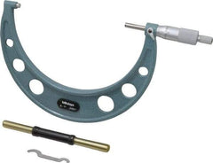 Mitutoyo - 6 to 7" Range, 0.0001" Graduation, Mechanical Outside Micrometer - Ratchet Stop Thimble, Accurate to 0.0002" - Apex Tool & Supply