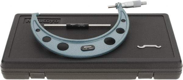 Mitutoyo - 7 to 8" Range, 0.0001" Graduation, Mechanical Outside Micrometer - Ratchet Stop Thimble, Accurate to 0.0002" - Apex Tool & Supply