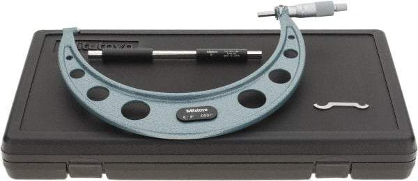 Mitutoyo - 8 to 9" Range, 0.0001" Graduation, Mechanical Outside Micrometer - Ratchet Stop Thimble, Accurate to 0.0002" - Apex Tool & Supply