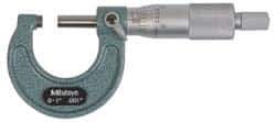 Mitutoyo - 75 to 100mm Range, 0.01mm Graduation, Mechanical Outside Micrometer - Ratchet Stop Thimble, Accurate to 0.0001" - Apex Tool & Supply