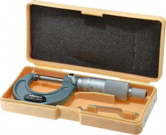 Mitutoyo - 0 to 1" Range, 0.001" Graduation, Mechanical Outside Micrometer - Ratchet Stop Thimble, Accurate to 0.0001" - Apex Tool & Supply