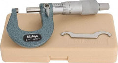 Mitutoyo - 0 to 1" Range, 0.0001" Graduation, Mechanical Outside Micrometer - Ratchet Stop Thimble, Accurate to 0.0001" - Apex Tool & Supply