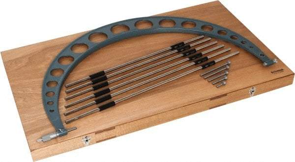 Mitutoyo - 6 Anvil, Mechanical, 24 to 30 Inch Range, Digital Counter Carbide Face Interchangeable Anvil Micrometer - Ratchet Stop Thimble, 0.00016 + 0.00004 (L/3) Inch Accuracy, 0.001 Inch Graduation, Includes Wooden Case - Apex Tool & Supply