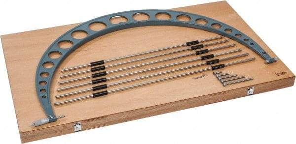 Mitutoyo - 6 Anvil, Mechanical, 30 to 36 Inch Range, Digital Counter Carbide Face Interchangeable Anvil Micrometer - Ratchet Stop Thimble, 0.00016 + 0.00004 (L/3) Inch Accuracy, 0.001 Inch Graduation, Includes Wooden Case - Apex Tool & Supply