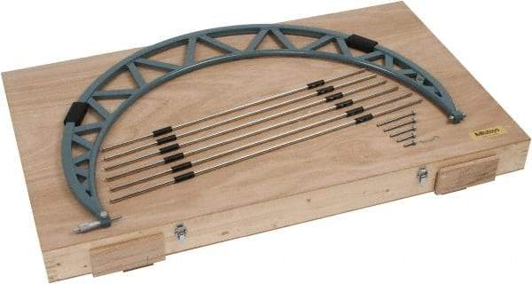 Mitutoyo - 6 Anvil, Mechanical, 36 to 42 Inch Range, Digital Counter Carbide Face Interchangeable Anvil Micrometer - Ratchet Stop Thimble, 0.00016 + 0.00004 (L/3) Inch Accuracy, 0.001 Inch Graduation, Includes Wooden Case - Apex Tool & Supply