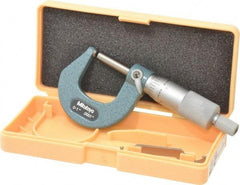 Mitutoyo - 1 Inch Max Measurement, 0.0001 Inch Graduation, Spherical Face Micrometer - Accuracy Up to 0.0002 Inch, Mechanical Operation, Ratchet Stop Thimble, Ball - Apex Tool & Supply