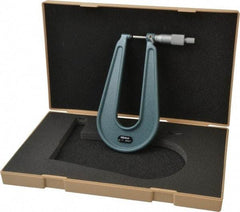 Mitutoyo - 0 to 1" Range, 0.0001" Graduation, Mechanical Outside Micrometer - Ratchet Stop Thimble, 6.3" Throat Depth, Accurate to 0.0002" - Apex Tool & Supply