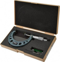 Mitutoyo - 2 to 3 Inch, 0.001 Inch Graduation, Ratchet Stop Thimble, Mechanical Disc Micrometer - 0.0003 Inch Accuracy, 20mm Disc, 6.35mm Spindle - Apex Tool & Supply