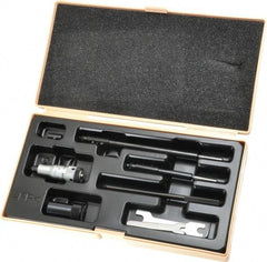 Mitutoyo - 2 to 8", Friction Thimble, Mechanical, Satin Chrome Finish, Interchangeable Rod Micrometer - 0.001 Inch Graduation, Accurate Up to 0.00024+(0.00004xR/20) Inch, 1/2 Inch Travel, 3 Rods - Apex Tool & Supply