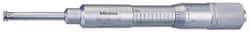 Mitutoyo - 2.05 to 3.05 Inch Inside Measurement, 2 to 3 Inch Outside Measurement, Mechanical Groove Micrometer - 0.001 Inch Graduation, 0.0004 Inch Accuracy, 0.5 Inch Measuring Disc Diameter - Apex Tool & Supply
