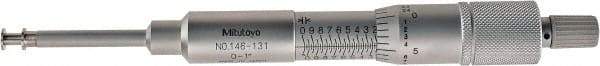 Mitutoyo - 0.06 to 1.05 Inch Inside Measurement, 0 to 1 Inch Outside Measurement, Mechanical Groove Micrometer - 0.001 Inch Graduation, 0.0004 Inch Accuracy, 0.25 Inch Measuring Disc Diameter - Apex Tool & Supply