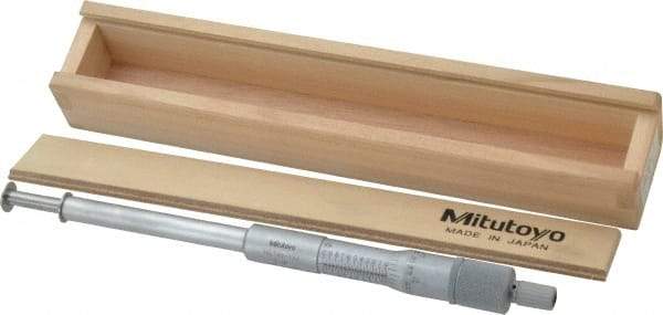 Mitutoyo - 1.05 to 2.05 Inch Inside Measurement, 1 to 2 Inch Outside Measurement, Mechanical Groove Micrometer - 0.001 Inch Graduation, 0.0004 Inch Accuracy, 0.5 Inch Measuring Disc Diameter - Apex Tool & Supply