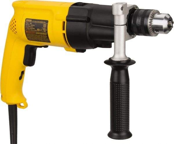 DeWALT - 120 Volt 1/2" Keyed Chuck Electric Hammer Drill - 0 to 19,000 & 0 to 46,000 BPM, 0 to 1,100 & 0 to 2,700 RPM, Reversible - Apex Tool & Supply