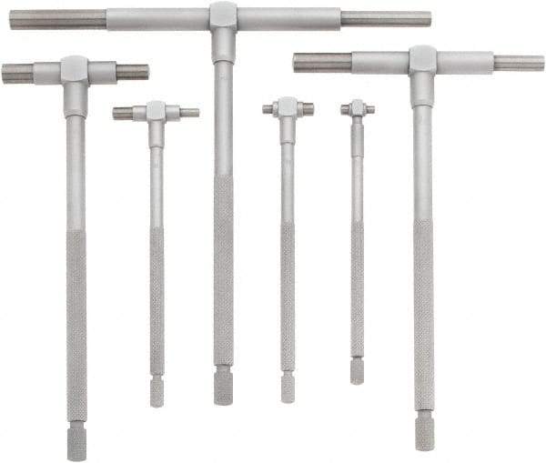 Mitutoyo - 6 Piece, 5/16 to 6 Inch, Satin Chrome Finish, Telescoping Gage Set - Includes Fitted Pouch - Apex Tool & Supply