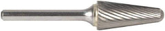 M.A. Ford - 3/16" Cut Diam, 1/8" Shank Diam, Taper Head Double Cut Burr - Carbide, Radius End, 1/2" LOC, 1-1/2" OAL - Apex Tool & Supply