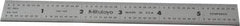 Mitutoyo - 6" Long, 1/64, 1/32" and 0.5, 1mm Graduation, Rigid Stainless Steel Rule - English/Metric Graduation Style, 3/4" Wide, Silver, Satin Chrome Finish - Apex Tool & Supply