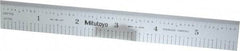 Mitutoyo - 6" Long, 1/100, 1/10" and 0.5, 1mm Graduation, Rigid Stainless Steel Rule - Decimal/Metric Graduation Style, 3/4" Wide, Silver, Satin Chrome Finish - Apex Tool & Supply