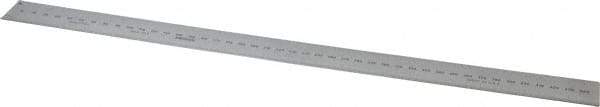 Mitutoyo - 450mm Long, 1/64, 1/32" and 0.5, 1mm Graduation, Rigid Stainless Steel Rule - Metric Graduation Style, 1-3/16" Wide, Silver, Satin Chrome Finish - Apex Tool & Supply