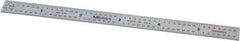 Mitutoyo - 6" Long, 1/64, 1/32" and 0.5, 1mm Graduation, Flexible Stainless Steel Rule - English/Metric Graduation Style, 1/2" Wide, Silver, Satin Chrome Finish - Apex Tool & Supply