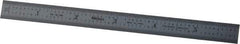 Mitutoyo - 6" Long, 1/100, 1/50" and 0.5, 1mm Graduation, Flexible Stainless Steel Rule - Decimal/Metric Graduation Style, 1/2" Wide, Silver, Satin Chrome Finish - Apex Tool & Supply