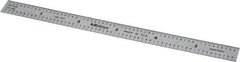 Mitutoyo - 6" Long, 1/100, 1/10" and 0.5, 1mm Graduation, Flexible Stainless Steel Rule - Decimal/Metric Graduation Style, 1/2" Wide, Silver, Satin Chrome Finish - Apex Tool & Supply