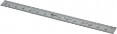Mitutoyo - 150mm Long, 0.5, 1mm Graduation, Flexible Stainless Steel Rule - Metric Graduation Style, 1/2" Wide, Silver, Satin Chrome Finish - Apex Tool & Supply