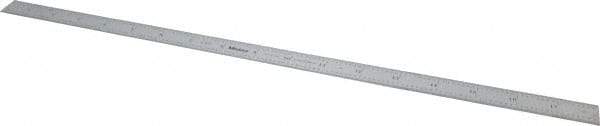 Mitutoyo - 18" Long, 1/100, 1/64, 1/32, 1/10" Graduation, Flexible Stainless Steel Rule - 5R Graduation Style, 3/4" Wide, Silver, Satin Chrome Finish - Apex Tool & Supply