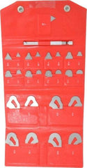 Mitutoyo - 25 Piece, 1/64 to 1/2 Inch Radius, Stainless Steel Radius Gage Set - Satin Chrome Coated - Apex Tool & Supply