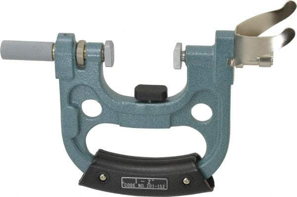 Mitutoyo - 1 to 2 Inch, Snap Gage - 0.0001 Inch Graduation, 15 N Measuring Force, Carbide Anvil, Dial Display - Apex Tool & Supply