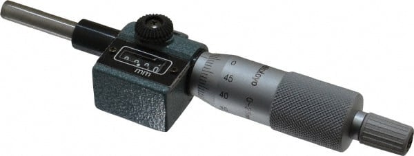 Mitutoyo - 25mm, 18mm Ratchet Stop Thimble, 6.35mm Diameter x 27mm Long Spindle, Digital Counter Mechanical Micrometer Head - Apex Tool & Supply