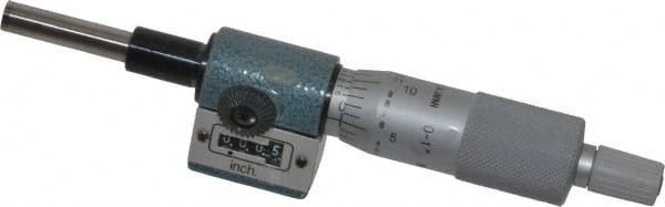 Mitutoyo - 1 Inch, 18mm Ratchet Stop Thimble, 6.35mm Diameter x 27mm Long Spindle, Digital Counter Mechanical Micrometer Head - Apex Tool & Supply