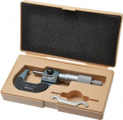 Mitutoyo - 25mm Max Measurement, 0.01mm Graduation, Spherical Face Micrometer - Accuracy Up to 3 micro m, Baked Enamel Coated, Steel Measuring Face Material, Mechanical Operation, Ratchet Stop Thimble, Ball - Apex Tool & Supply