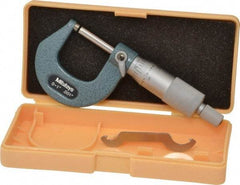 Mitutoyo - 0 to 1" Range, 0.001" Graduation, Mechanical Outside Micrometer - Ratchet Stop Thimble, Accurate to 0.0001" - Apex Tool & Supply