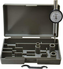 Mitutoyo - 0.02 Inch Range, 0.0005 Inch Dial Graduation, Horizontal Dial Test Indicator - 1.27 Inch White Dial, 0-10-0 Dial Reading, Accurate to 0.0005 Inch - Apex Tool & Supply
