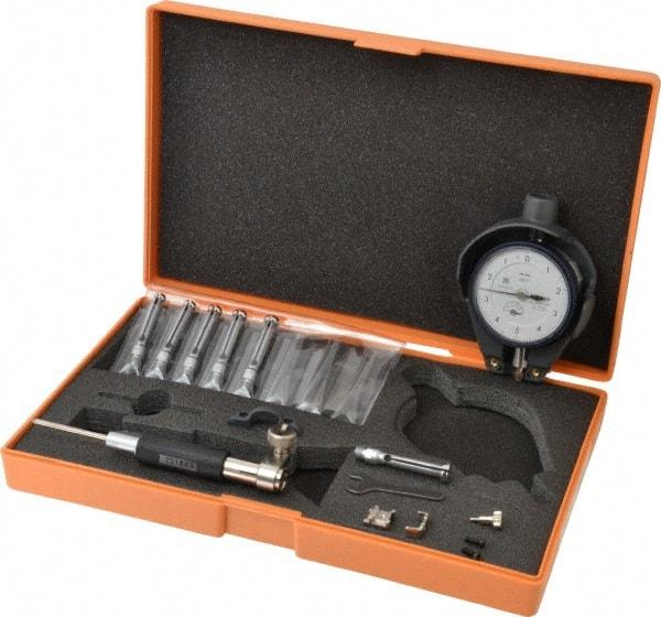 Mitutoyo - 6 Anvil, 0.3 to 0.4" Dial Bore Gage - 0.0001" Graduation, 1-1/4" Gage Depth, Accurate to 0.00016" - Apex Tool & Supply