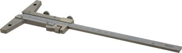 Mitutoyo - 0 to 150mm Measurement Range, 260mm Rule Length, 4 Inch Base Length, Vernier Depth Gage - 0.02mm Graduation, Accurate to 0.03mm, Stainless Steel, Satin Chrome Coated - Apex Tool & Supply