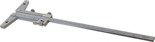 Mitutoyo - 0 to 200mm Measurement Range, 310mm Rule Length, 4 Inch Base Length, Vernier Depth Gage - 0.02mm Graduation, Accurate to 0.03mm, Stainless Steel, Satin Chrome Coated - Apex Tool & Supply