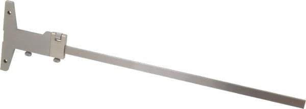 Mitutoyo - 0 to 300mm Measurement Range, 410mm Rule Length, 4 Inch Base Length, Vernier Depth Gage - 0.02mm Graduation, Accurate to 0.04mm, Stainless Steel, Satin Chrome Coated - Apex Tool & Supply